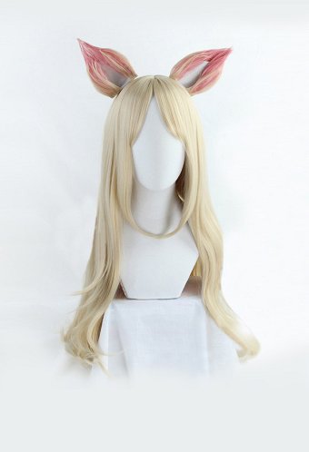 LOL POP_STARS Ahri Gradient Gold destaca la larga y rizada peluca cosplay
