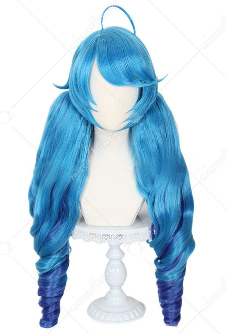 LOL Gwen Cosplay Larga Peluca Azul
