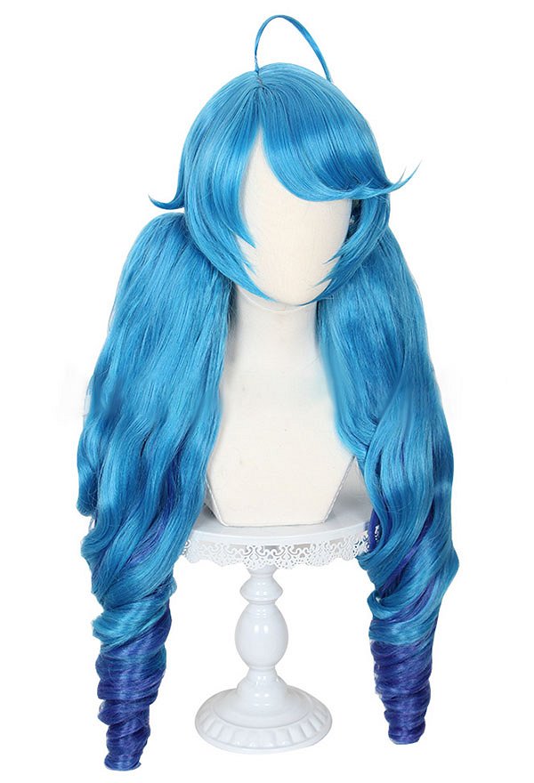 LOL Gwen Cosplay Wig Blue Long Curly Wig