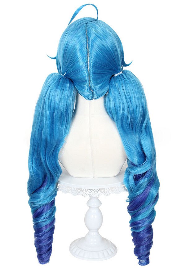 LOL Gwen Cosplay Wig Blue Long Curly Wig