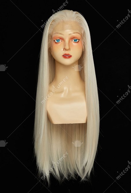 Peluca cosplay universal dorada con flequillo recto