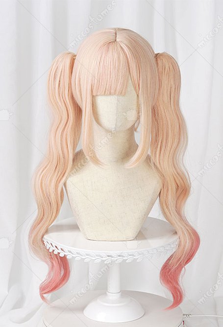 My Dress-Up Darling Marin Perruque de Cosplay Marin Perruque Longue Rose Clair Double Queue de Cheval