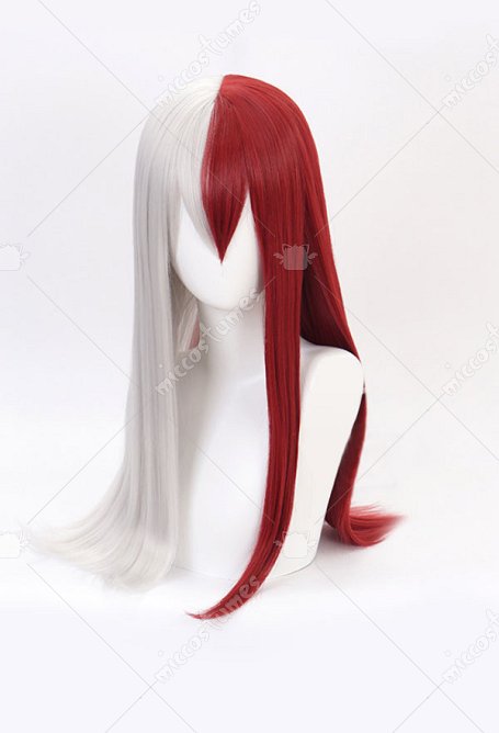 MHA Todoroki Shoto Rot und Weiß Damen Genderbend Gerade Lang Cosplay Perücke