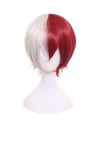 MHA Perruque de Cosplay Todoroki Shoto Rouge et Blanc