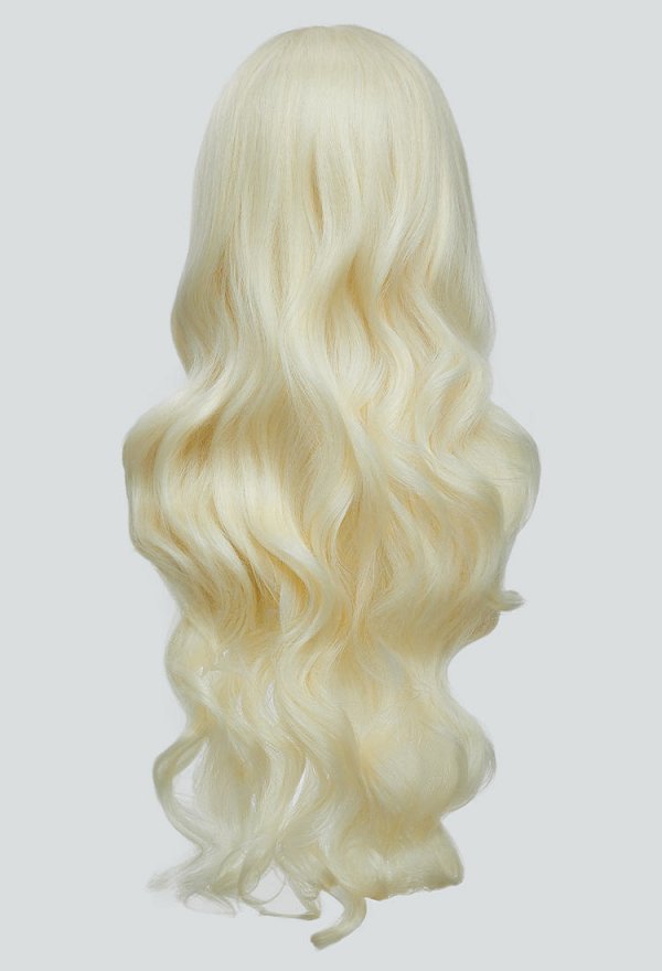 MH Wilds‌ Gemma Cosplay Lace Front Wig White Blonde Long Curly Wig