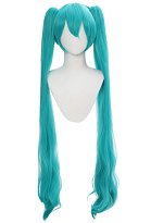 Vocal Cosplay Perücke Charakter Kawaii Perücke hellblau grün langes Haar zwei Zöpfen Vocal Cosplay Perücke Charakter Kawaii Perücke hellblau grün langes Haar zwei Zöpfen