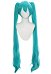 Vocal Cosplay Perruque Longue Ligne Droite Double Queue de Cheval Bleu-Vert