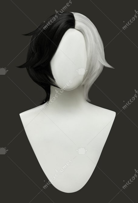 Rival Girl Luna Snow Perruque Cosplay Perruque courte noire et blanche