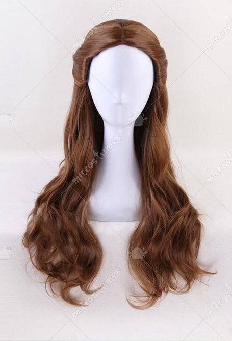Braune Damen Cosplay Perücke lange lockige Haarperücke