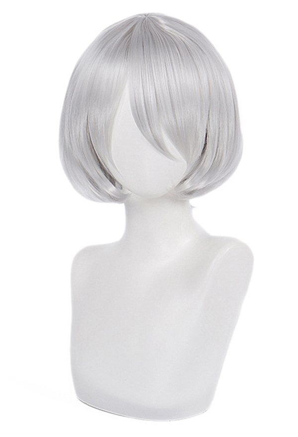 Nr:Automata YoRHa No. 2 Type B 2B Cosplay Perruque Courte Droite Gris Silver Perruque