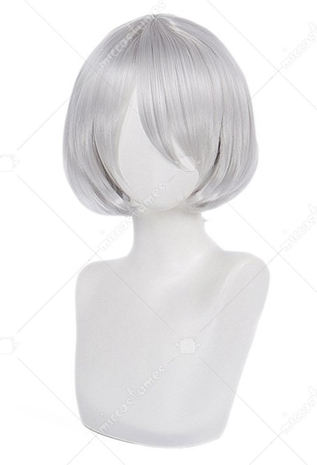 NieR:Automata YoRHa No. 2 Type B 2B Cosplay Corta Peluca Gris Recta  