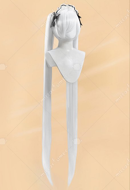 Goddess of Victory: Nikke Cinderella Cosplay Perruque blanche double queue de cheval
