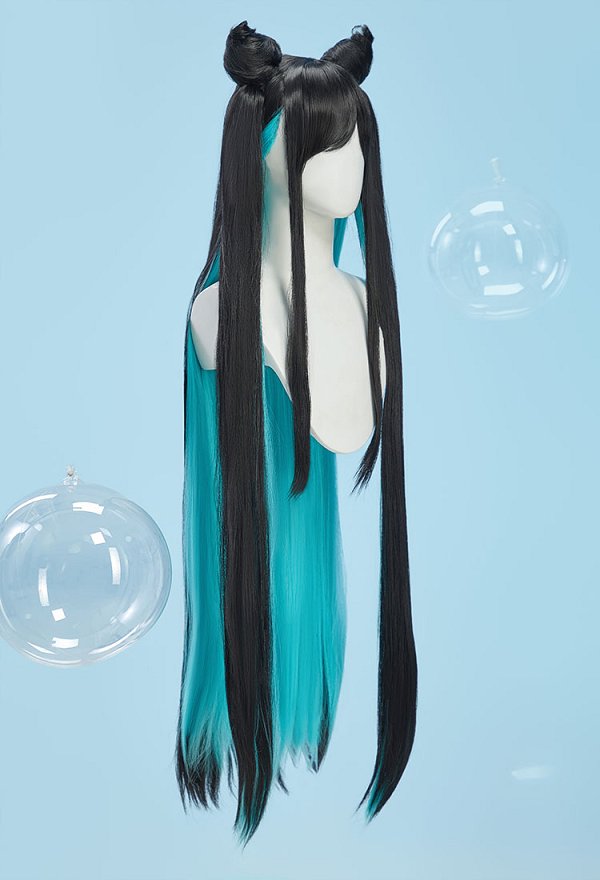 Diosa de la Victoria: Nikke, la Sirena de la Pequeña Sirena, Cosplay, Peluca Larga Negra y Verde