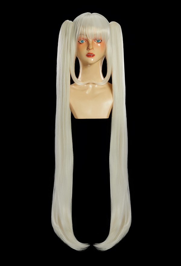 Diosa de la Victoria Peluca de cosplay Nikke Blanc Peluca beige con doble coleta larga