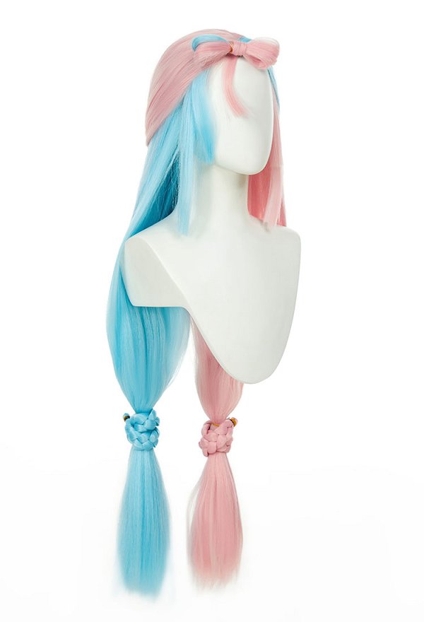 PM Iono Cosplay Perücke Pink Blau Perücke