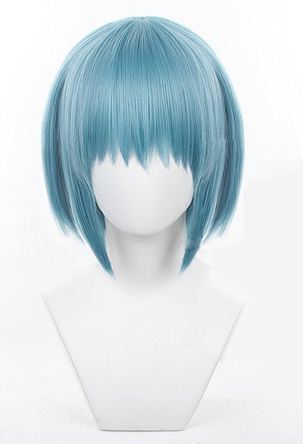 PMMM Magi Magica Miki Sayaka Cosplay Wig Short Straight Light Blue Wig