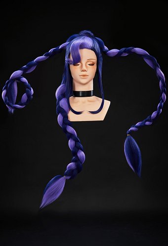 Playtime Lily Cosplay Peluca Morado-Azul Larga Trenzada Peluca