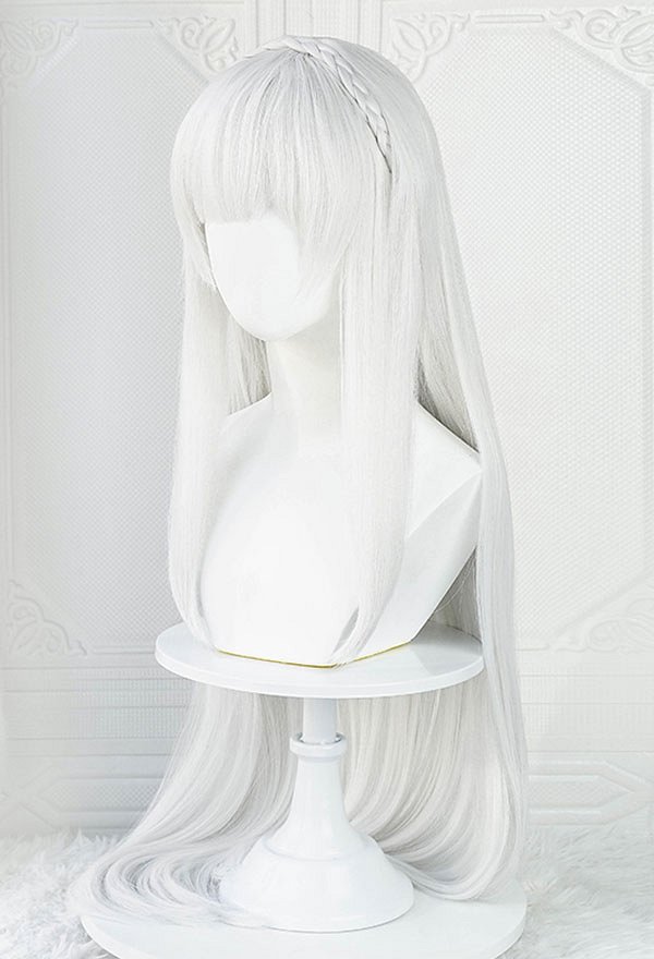 Re Zero Starting Life in Another World Emilia Cosplay Wig with Hair Accessories