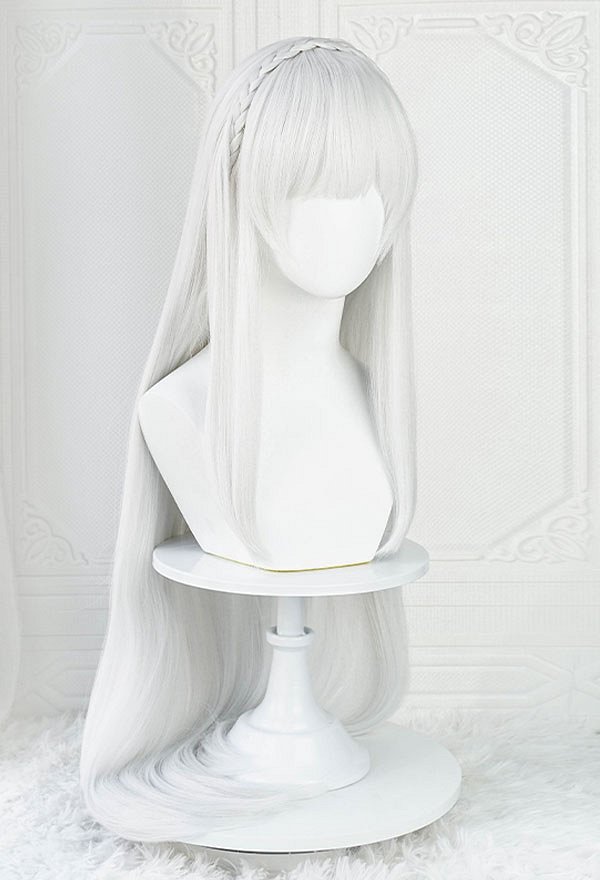 Re Zero Starting Life in Another World Emilia Cosplay Wig with Hair Accessories