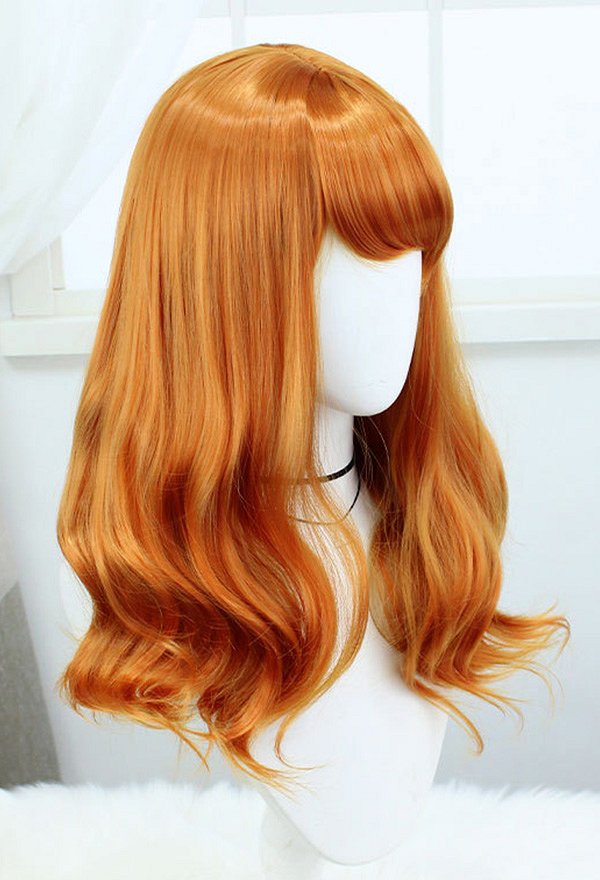 Scoob! Perruque de Cosplay Daphne Blake Perruque Longue Bouclée Orange