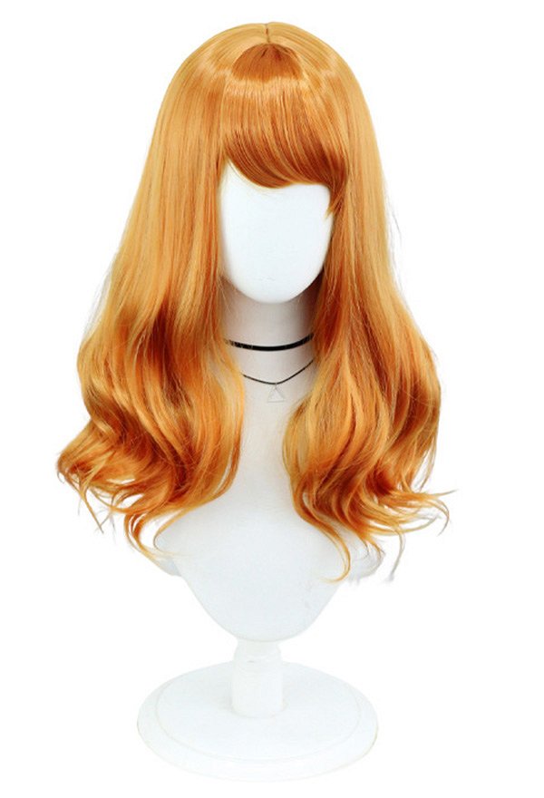 Scoob! Perruque de Cosplay Daphne Blake Perruque Longue Bouclée Orange