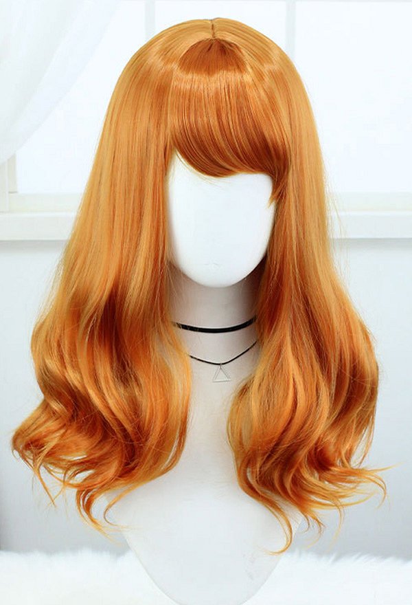 Scoob! Perruque de Cosplay Daphne Blake Perruque Longue Bouclée Orange