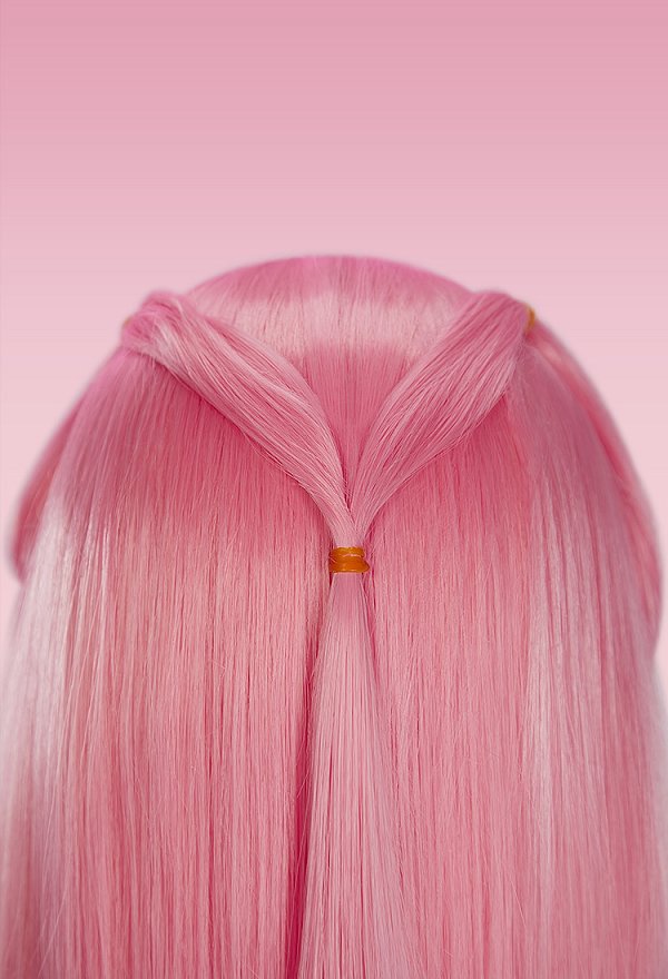 Peluca de cosplay derivada de PM, peluca recta rosa y azul