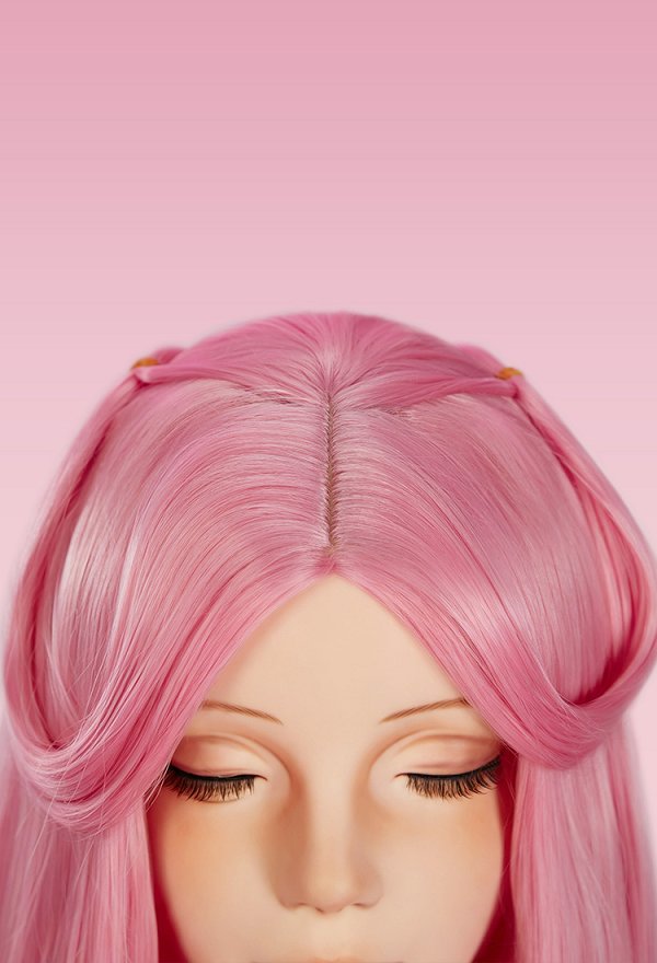 Peluca de cosplay derivada de PM, peluca recta rosa y azul