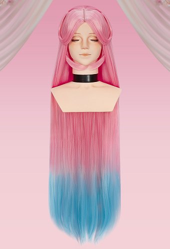 PM Derivative Cosplay Wig Pink Blue Straight Wig