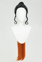 Peluca de Cosplay Derivada de PM Peluca de Coleta Larga Negra Naranja
