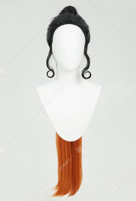 Peluca de Cosplay Derivada de PM Peluca de Coleta Larga Negra Naranja