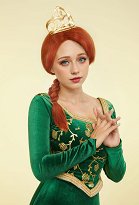 Shrek Princess Fiona Cosplay Perücke Braun Rot Zopf Pferdeschwanz Perücke
