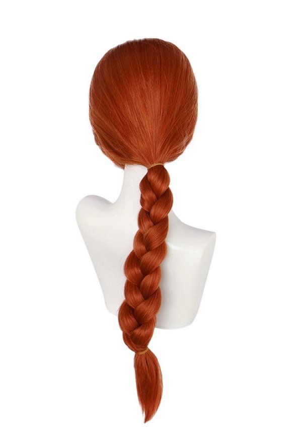 Shrek Princess Fiona Cosplay Perücke Braun Rot Zopf Pferdeschwanz Perücke