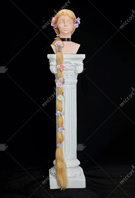 Peluca cosplay de la princesa de pelo largo Peluca rubia extra larga con encaje