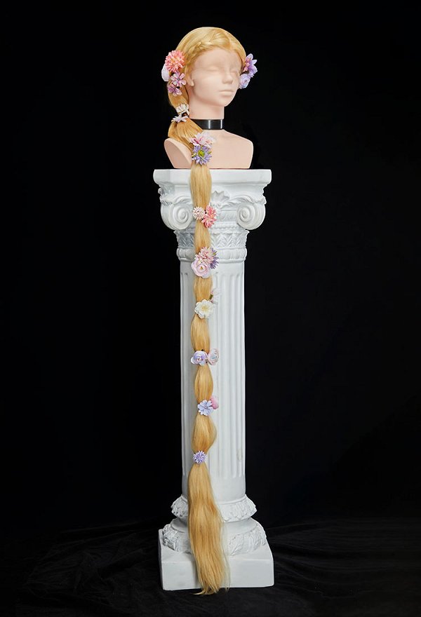 Peluca cosplay de la princesa de pelo largo Peluca rubia extra larga con encaje