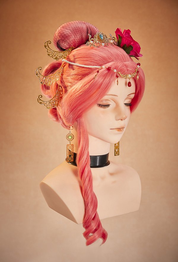 Peluca de Cosplay de Kusuriya no Hitorigoto Consorte Gyokuyou Peluca Rosa Coral
