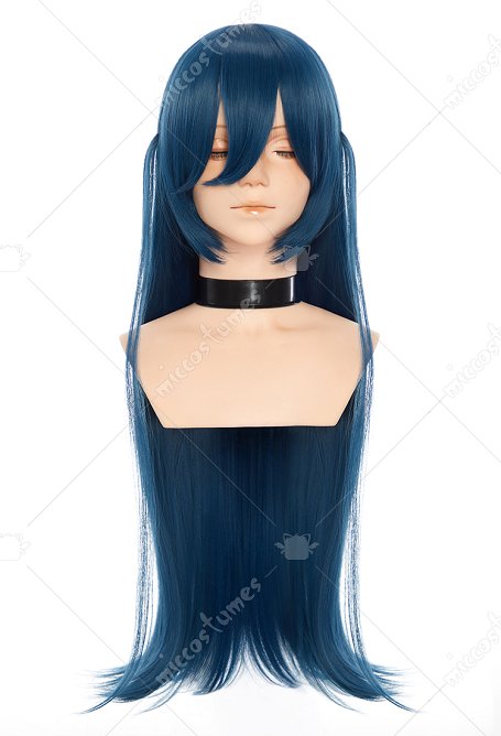Taimanin Asagi Igawa Asagi Perruque de cosplay perruque longue bleu foncé