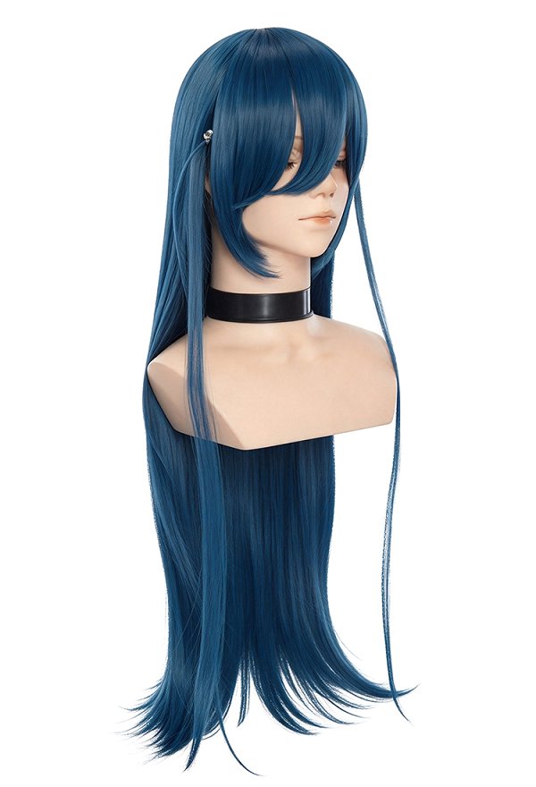 Peluca Cosplay de Igawa Asagi de Taimanin Asagi Peluca Larga Azul Oscuro