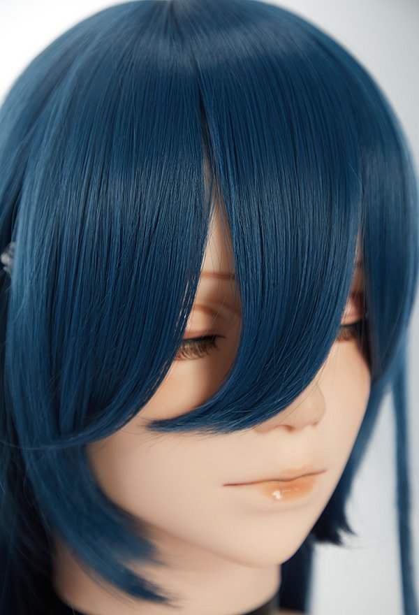 Peluca Cosplay de Igawa Asagi de Taimanin Asagi Peluca Larga Azul Oscuro