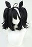 Umamusume Pretty Derby Kitasan Peluca Cosplay Negro Peluca de Cola de Caballo Doble Corta con Orejas