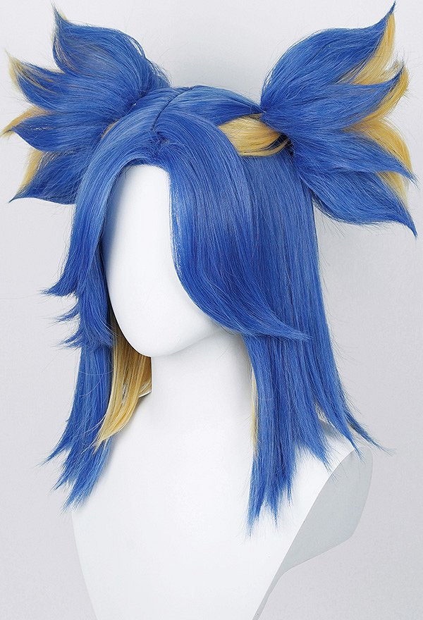 VALO Neon Blue Yellow Cosplay Wig