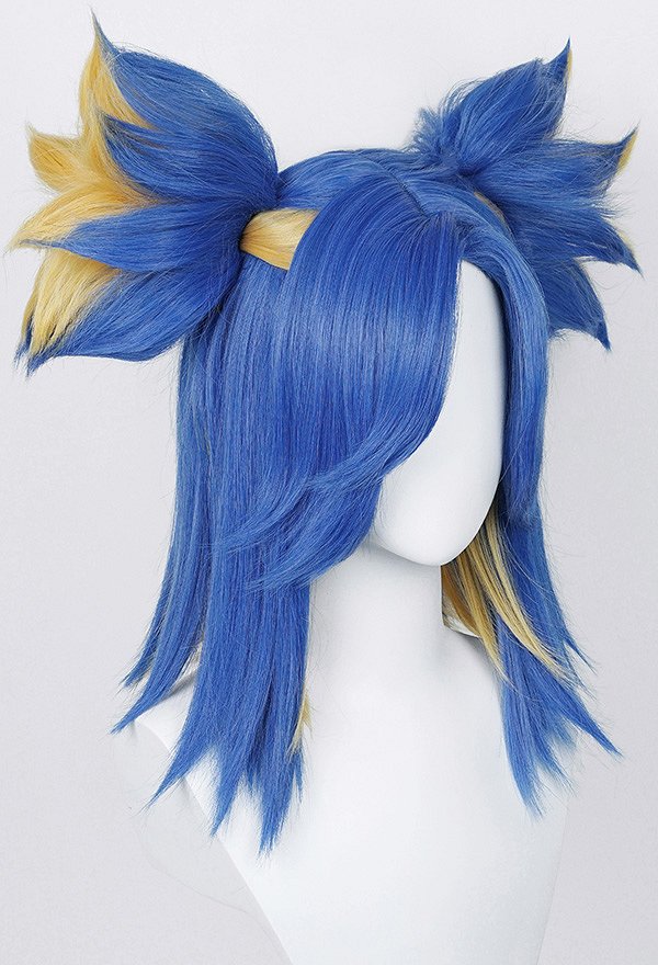 VALO Neon Blue Yellow Cosplay Wig