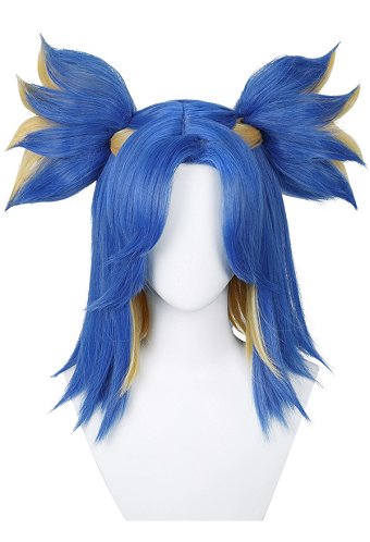 VALO Neon Blue Yellow Cosplay Peluca