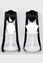 BRS Cosplay Perruque Kawaii Noir Double Perruque Queue de Cheval