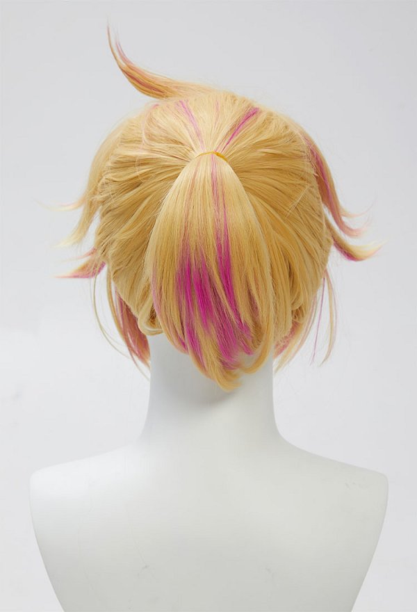 Muse Dash Len Cosplay Wig Short Golden Pink Wig