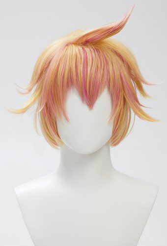Len Disfraz de Cosplay Cosplay de Luka con Peluca Larga y Recta de Color Dorado y Rosa con Reflejos