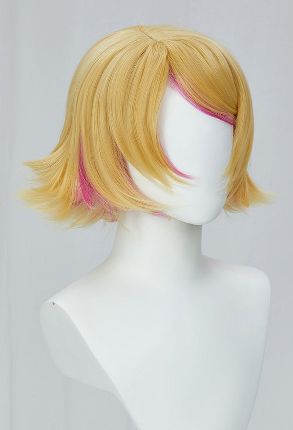 Muse Dash Rin Cosplay Wig Golden Pink Shoulder Length Short Wig
