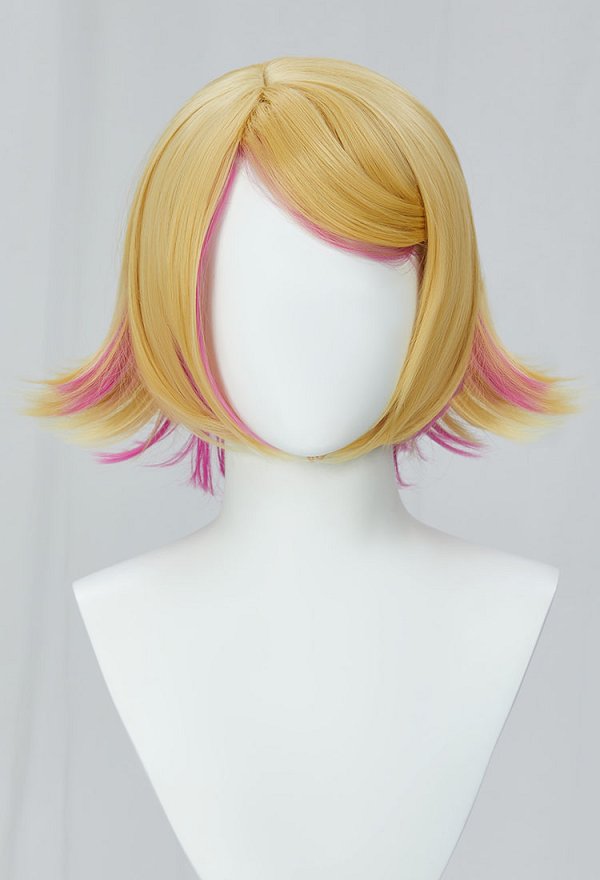 Muse Dash Rin Cosplay Wig Golden Pink Shoulder Length Short Wig