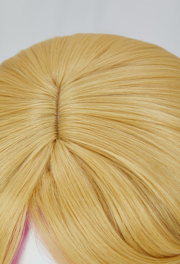 Muse Dash Rin Cosplay Wig Golden Pink Shoulder Length Short Wig