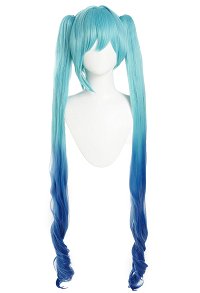 Vocal Cosplay Wig Long Straight Gradient Blue Green Wig